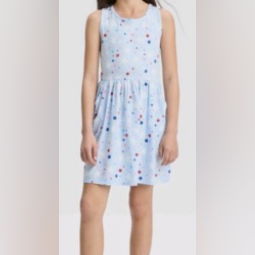 NWT - Cat & Jack Light Blue Star Print Sleeveless Dress Size M (8)